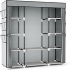 VTRIN Portable Closet Wardrobe for Hanging Clothes 57.3 Inch Large Capacity Clothes Rack with Cover, 10 Storage Organizer She