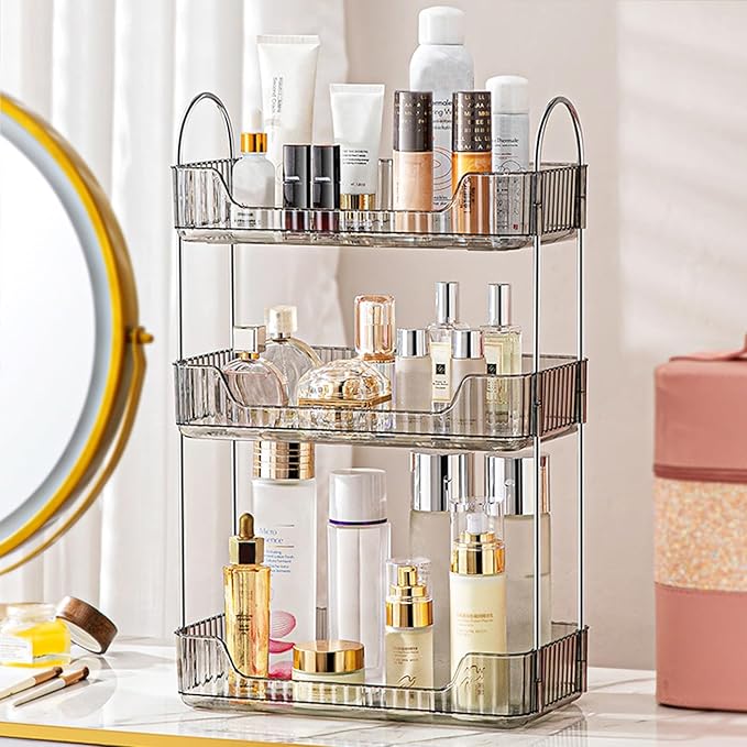 Aveniee Bathroom Counter Organizer, 3 Tier Perfume Skin Care Countertop Storage Shelf, Vanity Makeup Tray for Cosmetic Skinca