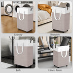HomeHacks Laundry Basket with Wheels, Rolling Laundry Hamper, Collapsible & Waterproof Clothes Hamper, Narrow Corner Bins wit