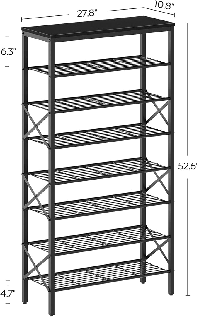 YATINEY 8 Tier Shoe Rack, Large Capacity Shoe Storage Organizer Holds 32 Pairs, Sturdy and Stable, for Entryway, Hallway, Clo