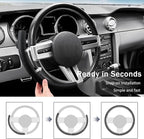 Leather Steering Wheel Cover for Ford Mustang 2005-2023, Anti-Slip and Breathable Segmented Design,Thin Car Interior Accessories,Car Steering Wheel Cover for Men Women(Black Hole)