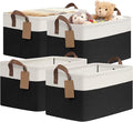 CHICVITA 4 Pack Large Storage Baskets for Shelves, Collapsible Fabric Storage Bins with Metal Frame Handles, Decorative Close