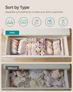 SONGMICS Drawer Organizer,Dresser Drawer Organizers, Set of 12, Foldable Fabric Storage Bins for Socks, Underwear, Bras, Ties