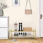KEETDY 2-Tier Long Shoe Rack for Closet Metal Shoe Organizer for Entryway, Wide Stackable Shoe Storage Shelf with Sturdy Wire