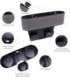Car Seat Organizer Cup Drink Holders,Multifunctional Gap Filler Storage Box,Insert Organization Helps Reduce Distracted Driving&Holds Phone Mount Mug Bottle Cellphones Coasters Wallet Cards (Gray)