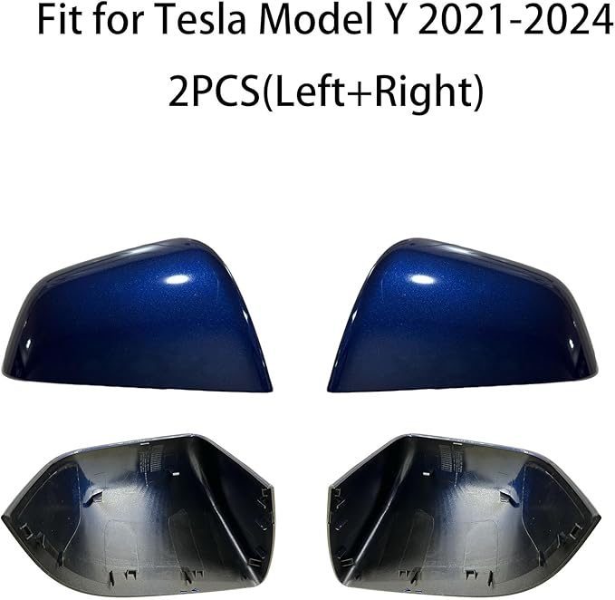 Compatible with Tesla Model Y Side Mirror Cover Replacement 2021 2022 2023 2024, Left & Right Side Rearview Mirror Cover Cap for Model Y Accessories(blue)2pcs