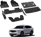 LASFIT Floor Mats & Trunk Mat & Backrest Mats for Acura Mdx 2022-2026 Cargo Mat All Weather TPE Mats Custom Fit Floor Liner for Mdx 1st & 2nd & 3rd Row Car Mats & Cargo Liner, Black, Easy to Clean
