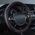 Car Pass Colour Piping Leather Steering Wheel Cover,Perfectly fit for 14.5-15 inches for Various Vehicles SUVs,Vans,Sedans,Ca