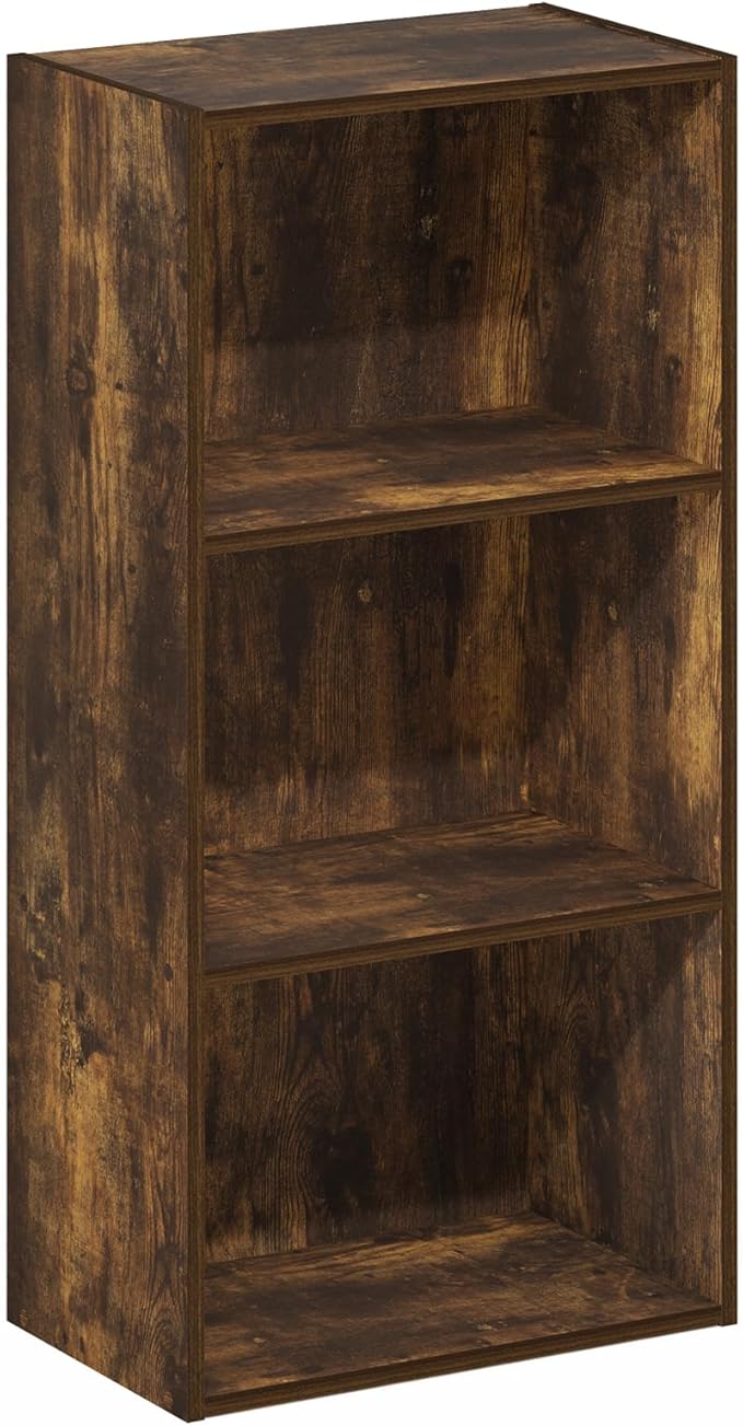 Furinno LUDER Book Shelf, 3-Tier Modern Bookshelf, Open Shelves Bookcase, 9.3" x 16" x 31.4", for Living Room, Bedroom, Home 