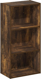 Furinno LUDER Book Shelf, 3-Tier Modern Bookshelf, Open Shelves Bookcase, 9.3" x 16" x 31.4", for Living Room, Bedroom, Home 