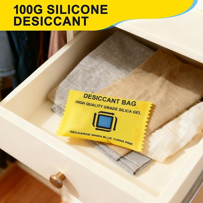 Rechargeable Desiccant Reusable Silica Gel Packets Color Changing Desiccant for Moisture Control & Storage (2)