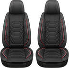 Leather Car Seat Covers Front Pair, Waterproof Faux Leather Seat Covers for Cars, Non-Slip Car Interior Covers Universal Fit 