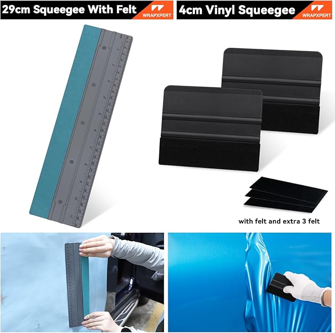 WRAPXPERT Window Tint Kit for Car Tint Tools Windshield Back Window Tinting Tools with Bulldozer Squeegee Scrubber Paddle, Film Cutter, Blade Scraper for Car Wrapping, Vinyl Film Installation