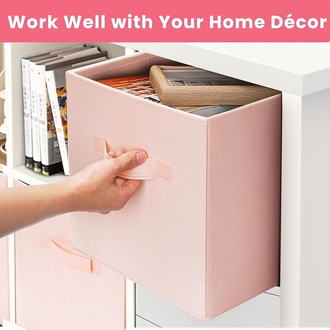 Criusia Storage Cubes- 11 Inch Cube Storage Bins for Organizing Shelves - Nursery Closet Organization Bins for Clothes Blanke