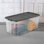 Sterilite 6-Pack Modular Stacker Box, Durable Clear Plastic Storage Bins with Latching Lids, 200 Quart - Stackable Organizing