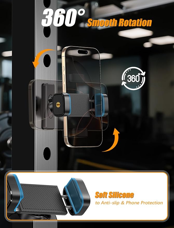 Gym Magnetic Phone Holder【Strong Magnets】- 360 Adjustable Magnetic Phone Mount, Phone Holder Gym Accessories for Men Women Compatible with All Smartphones 4.7-7"