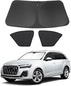3PCS Car Window Shades Front Windshield Sun Shade Foldable Window Shade Custom Fit for Audi Q7 SUV 2016-2026 Accessories Car Shades for Front Windows Anti-UV Rays Block Heat