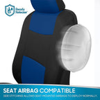 BDK PolyPro Car Seat Covers Full Set in Blue on Black, Front and Rear Split Bench Seat Covers for Cars, Easy to Install Car S