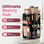 360 Rotating Makeup Organizer - Adjustable Shelf Height and Fully Rotatable. The Perfect Cosmetic Organizer for Bedroom Dress