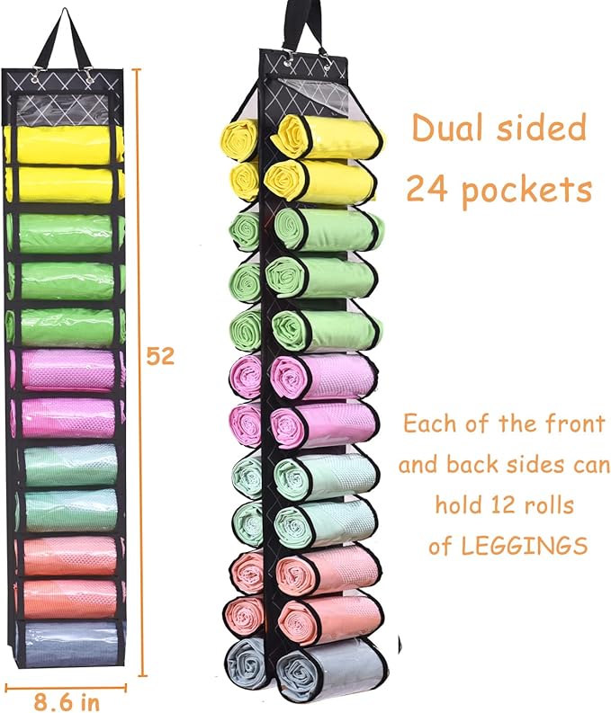 Legging Storage Bag Storage Hanger Can Holds 24 Leggings or Shirts Jeans Compartment Storage Hanger, Foldable Leggings Organi