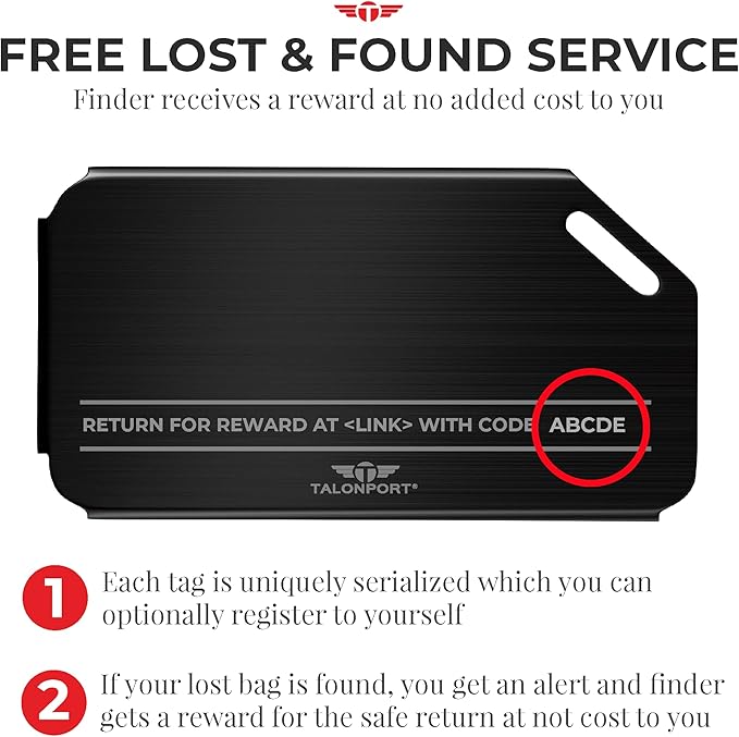 Heavy Duty Metal Luggage Tags for Suitcases| Indestructible Aluminum Travel Tag w/Steel Cable Loop & Smart Lost Bag Recovery,