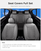 Huidasource Gray Seat Covers Full Set, Gray Seat Covers 5 Seats Waterproof Nappa Leather, Universal Fit for Most Cars,Van,Tru