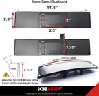 11.8" ICBEAMER Clip On Rear View Mirror | Convex Clear Tint Glass, Panoramic Wide Angle HD Glass, Anti Glare, Universal Fit for Car, SUV, Truck | Eliminates Blind Spots (1 Pack)