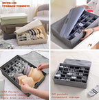 AARAINBOW 2 Packs Underwear Socks Storage Organizer with Lids Foldable Closet Drawer Organizer 46 Cells, Drawer Organizer Bin