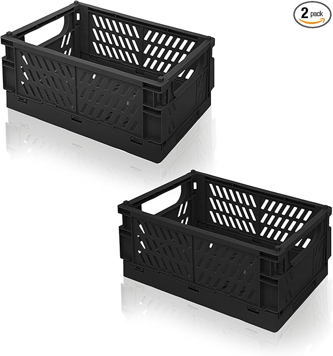 2 Pack Mini Foldable Small Plastic Baskets for Organizing and Storage，Collapsible Storage Crates,Mini Bins for Home Kitchen B