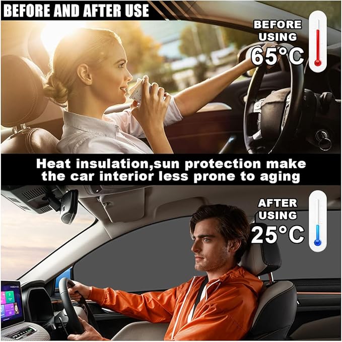 4PCS Car Side Window Sun Shades, Auto Window Sunshades Privacy Curtains Blackout with Magnetic, UV Rays, Heat Protection Stretch Car Window Covers for Sleeping, Camping, Breastfeeding (Front & Back)