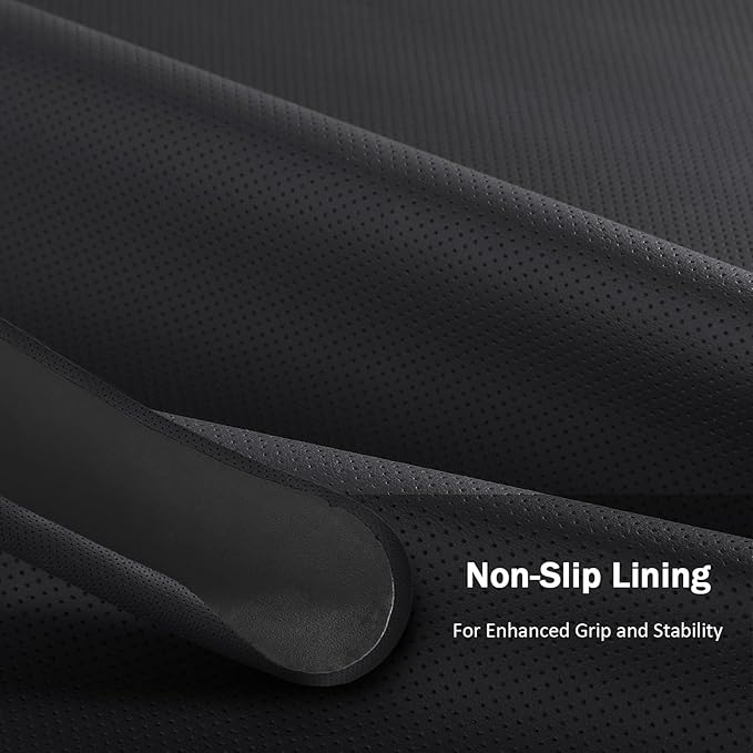 3-Piece Leather Steering Wheel Cover, Custom Fit for Jeep Wrangler 2018-2026 Gladiator 2020-2026,Quick Install Ultra-Thin & Non-Slip,Interior Car Accessories for Men Women(Black Hole)