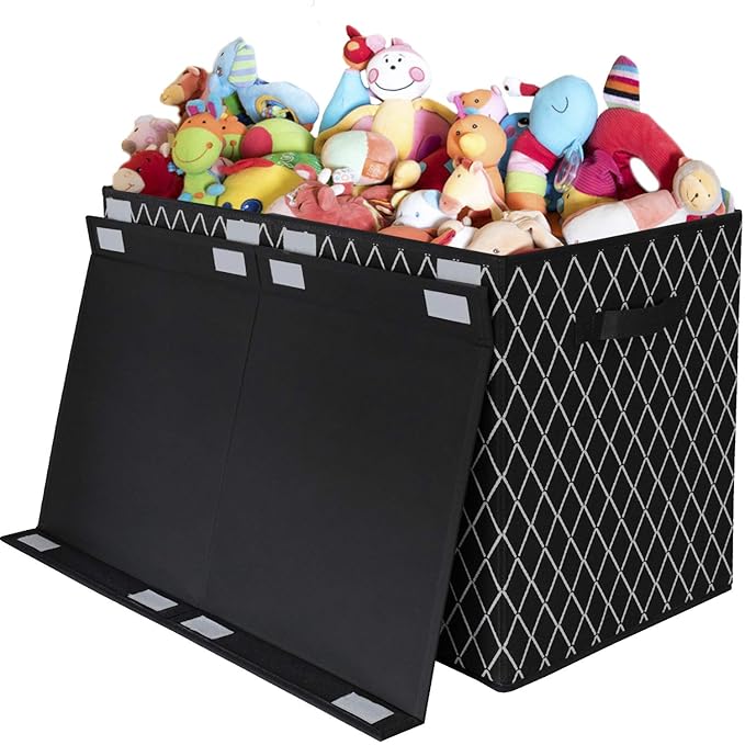 Toy Chest Box Storage Bins for Boys Girls, Kids Large Collapsible Sturdy Container Organizer with Fabric Flip-Top Lid & Handl