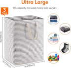 Lifewit 3 Pack Laundry Basket 90L Each, Collapsible Clothes Hamper with Reinforced Handles, Freestanding Waterproof Design fo