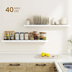 Dreamland 40Inch Floating Shelves for Wall, Rustic Wooden White Floating Shelves for Living Room, Kitchen, Farmhouse, Deep Wa