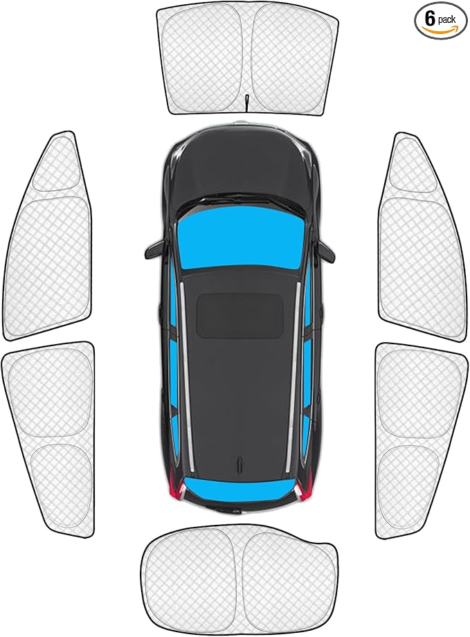 KMF 6pcs Sun Shades for Toyota Prius Hatchback 2016-2022 Accessories (Not for Prius C or V),Full Car Window Covers Sunshade for Windshield Side Rear, UV Block and Privacy Blackout for Camping
