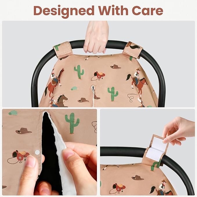 Rquite Car Seat Cover Baby, Carseat Covers Baby Girl, Winter Infant Car Seat Cover, Warm Minky Car Seat Canopy, Baby Carrier 