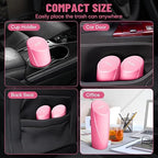 Car Trash Can Bin with Lid-2 Packs Car Garbage Can Cup Holder-Rose Red Mini Leakproof Vehicle Trash Garbage Can Bin with 40pcs Trash Bags-Car Organizers and Storage for Front Back Seat Accessories