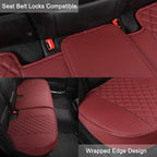 Black Panther Luxury PU Leather Rear Car Seat Cover,Compatible with Most Vehicles, Adjustable Length 49-55'', Diamond Pattern