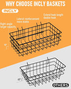 INCLY 4 Pack Pegboard Baskets Bins Set, 4 Size Square Style Black Metal Wire Basket for Any Peg Board Organizing Tools, Pegbo