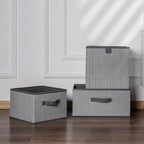 Storage Baskets, 11.8-Inch Woven Fabric Bins, Storage Cubes with Reinforced Handles, Organizer Bins for Closet Shelves, Folda