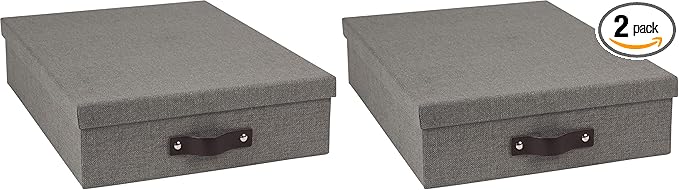 Bigso Oskar Canvas Fiberboard Document Letter Box - File Organizer Box for Important Paperwork - Document Storage with a Lid 