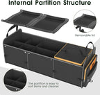 Car Trunk Organizer for SUV, Heavy Duty Waterproof Trunk Organizer, Foldable Collapsible Car Organizer with Cooler, Multi-Comp