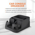 Armor All Car Console Organizer, Car Seat Organizer with 2 Adjustable Cup Holders, 3 Large Storage Compartments, Seatbelt for Secure Hold, Vehicle Middle Seat Organizer for Cars, Trucks, Minivans