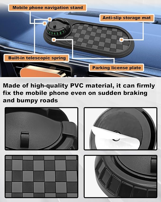 Multi-Functional Support Anti-Slip Pad for Car, 360° Rotating Gel Pad Car Dashboard Cell Phone Holder, Universal Navigation S