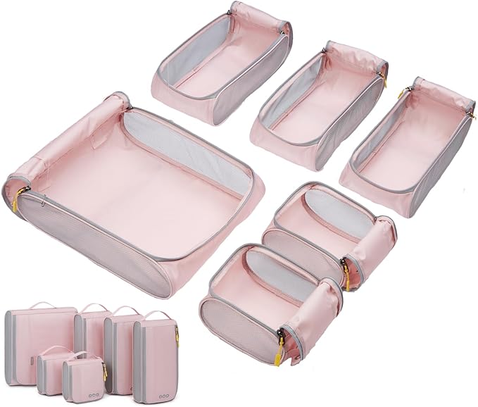 BAGSMART Keep Shape Packing Cubes for Travel, 6 Set Travel Cubes for Packing, Lightweight Suitcase Organizer Bags Set for Tra