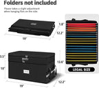ETRONIK Large Fireproof Document Box with Lock, 2 Layer File Organizer, Portable Office Collapsible File Storage with Reflect