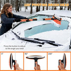 43.3'' Snow Shovel & Snow Brush with Ice Scrapers for Car Windshield,5-in-1 Extendable Thicken Aluminum Tube,180° Pivoting Brush Head & Foam Grip for Christmas, Cars, Trucks, SUVs, Vehicle(Orange
