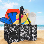 NGIL Extra Large Utility Tote Reusable Grocery Bag Oversized Collapsible for Groceries, Storage, Picnic, Beach (Cow Fur Texture-Black)