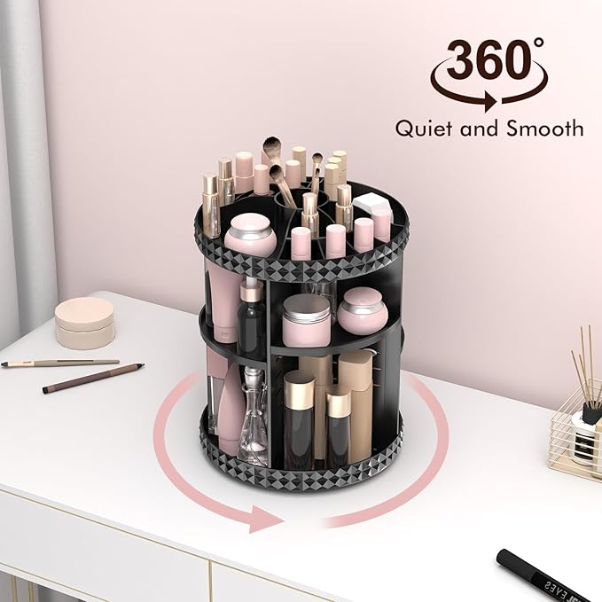 Rotating Makeup Organizer, 360° Spinning Skincare Organizers, Adjustable Layer Cosmetic Storage Lazy Susan Makeup Organizers 
