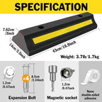 Pack of 2 Garage Parking Aid, 16.9'' Parking Stopper for Garage, Heavy Duty Rubber Garage Car Stopper with Reflective Yellow Tape Curb, Parking Gadgets Protects Garage Walls and Car